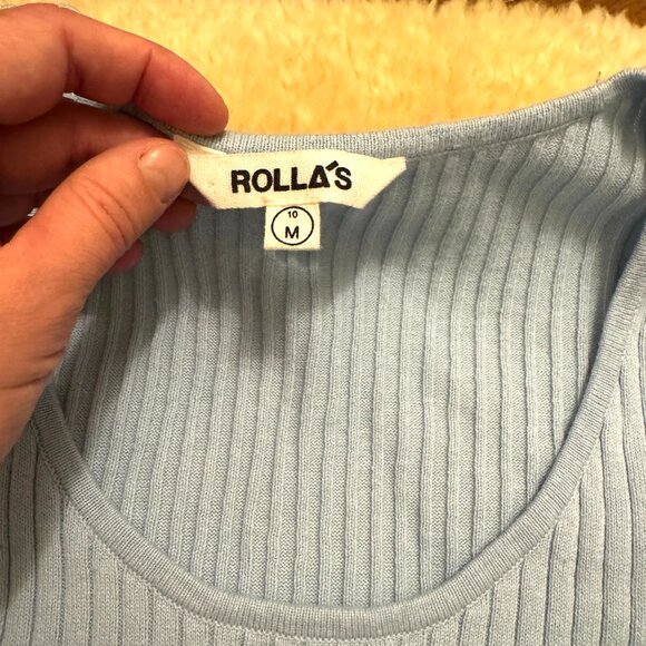 Rolla’s Ribbed Knit Sweater 100% Cotton - M – Baby Blue – EUC - Picture 2 of 6